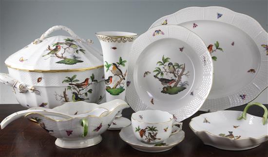 A Herend 100 piece tea and dinner service & a pair of wall lights